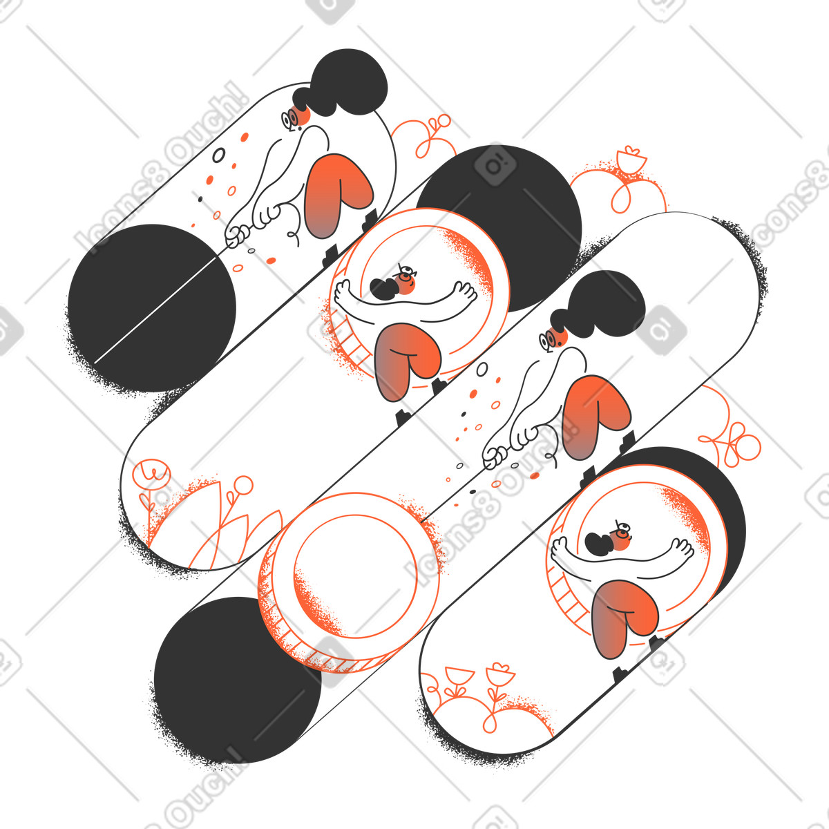 Coins rolling and processing payments illustration in Crayon style download in PNG, SVG