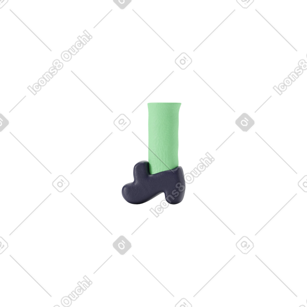 Green leg in black shoe illustration 3D Stripy style download PNG, SVG