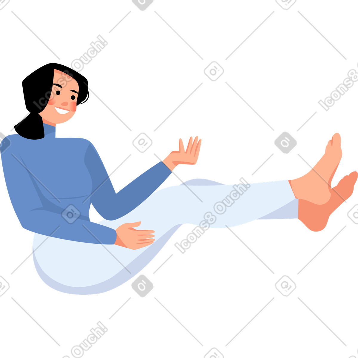 Ilustração de Sitting girl with her legs up em no estilo Lagom para baixar em PNG, SVG