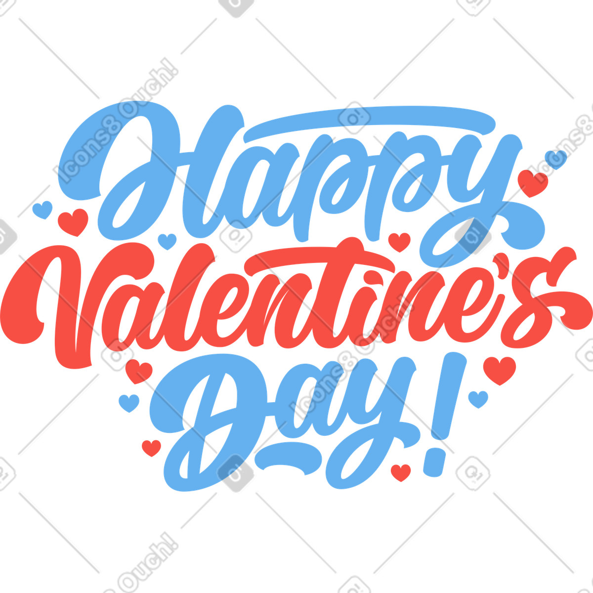 Ilustración Lettering happy valentines day en estilo Sammy a descargar en PNG y SVG