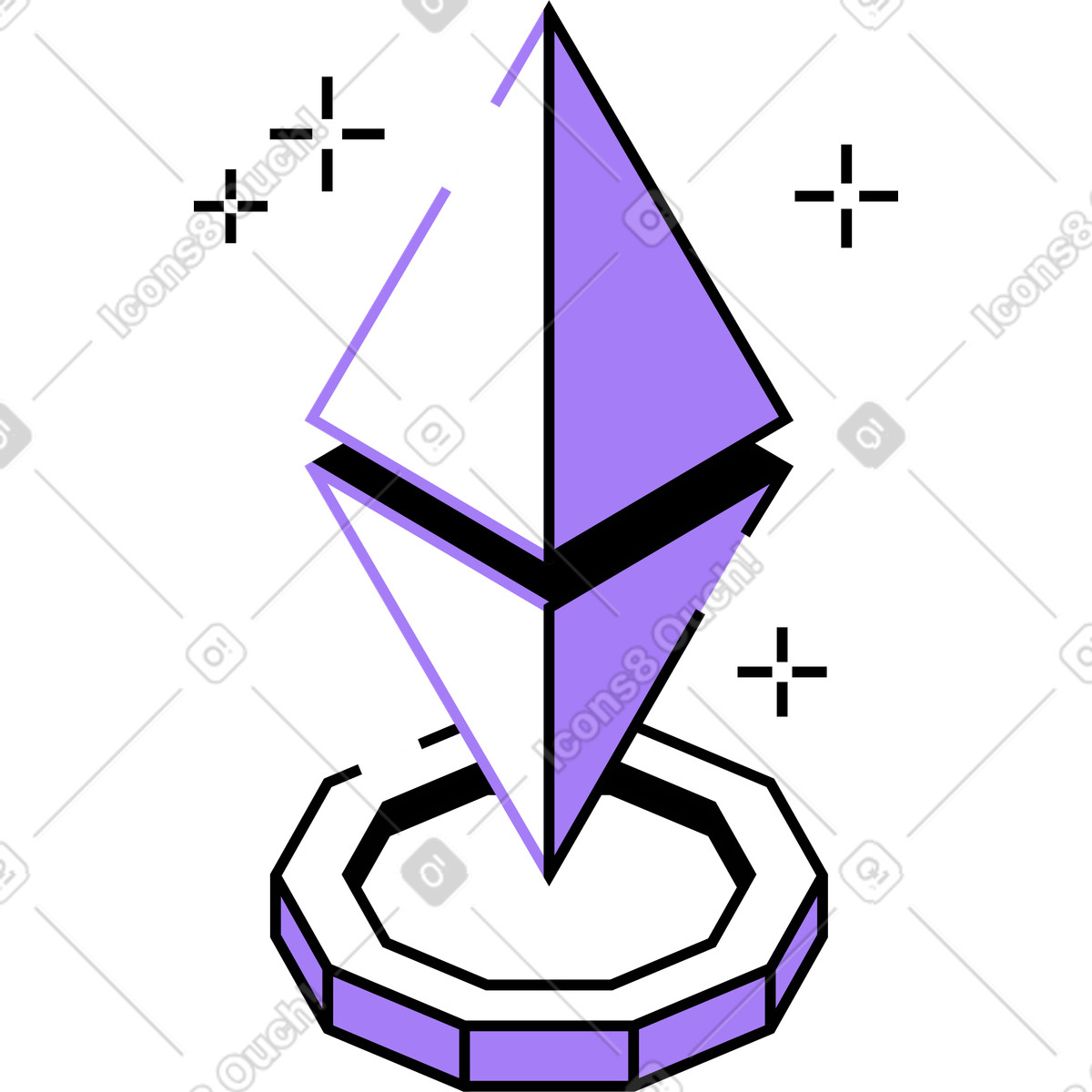 Illustration Ethereum dans le style Amethyst à télécharger aux formats PNG, SVG