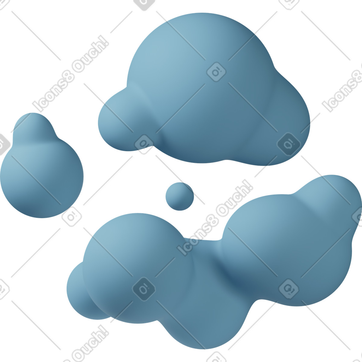 3D Casual life スタイルの Four liquid blobs のイラストをPNG、SVG形式でダウンロード