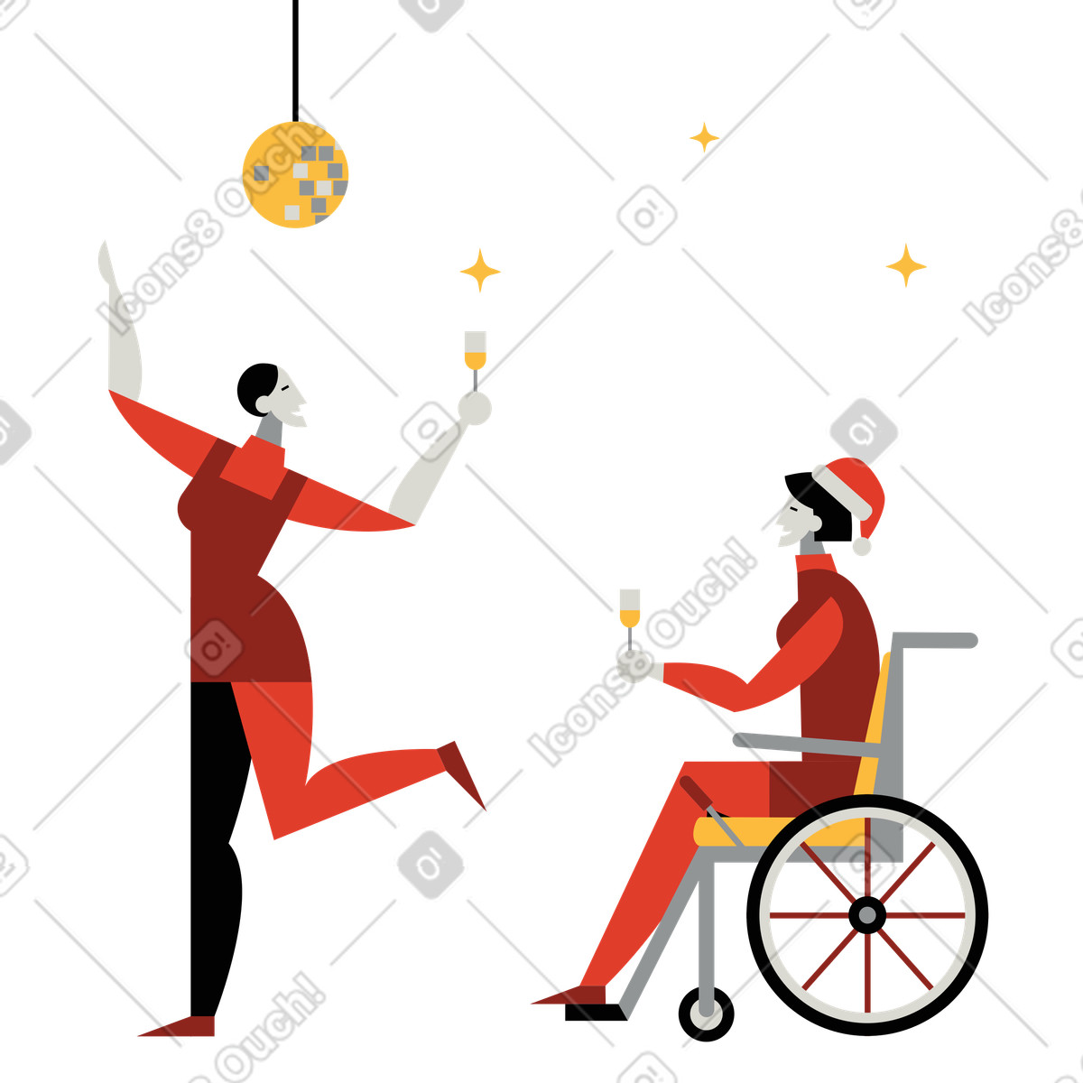 Ilustración Fiesta de año nuevo en estilo Burgundy a descargar en PNG y SVG