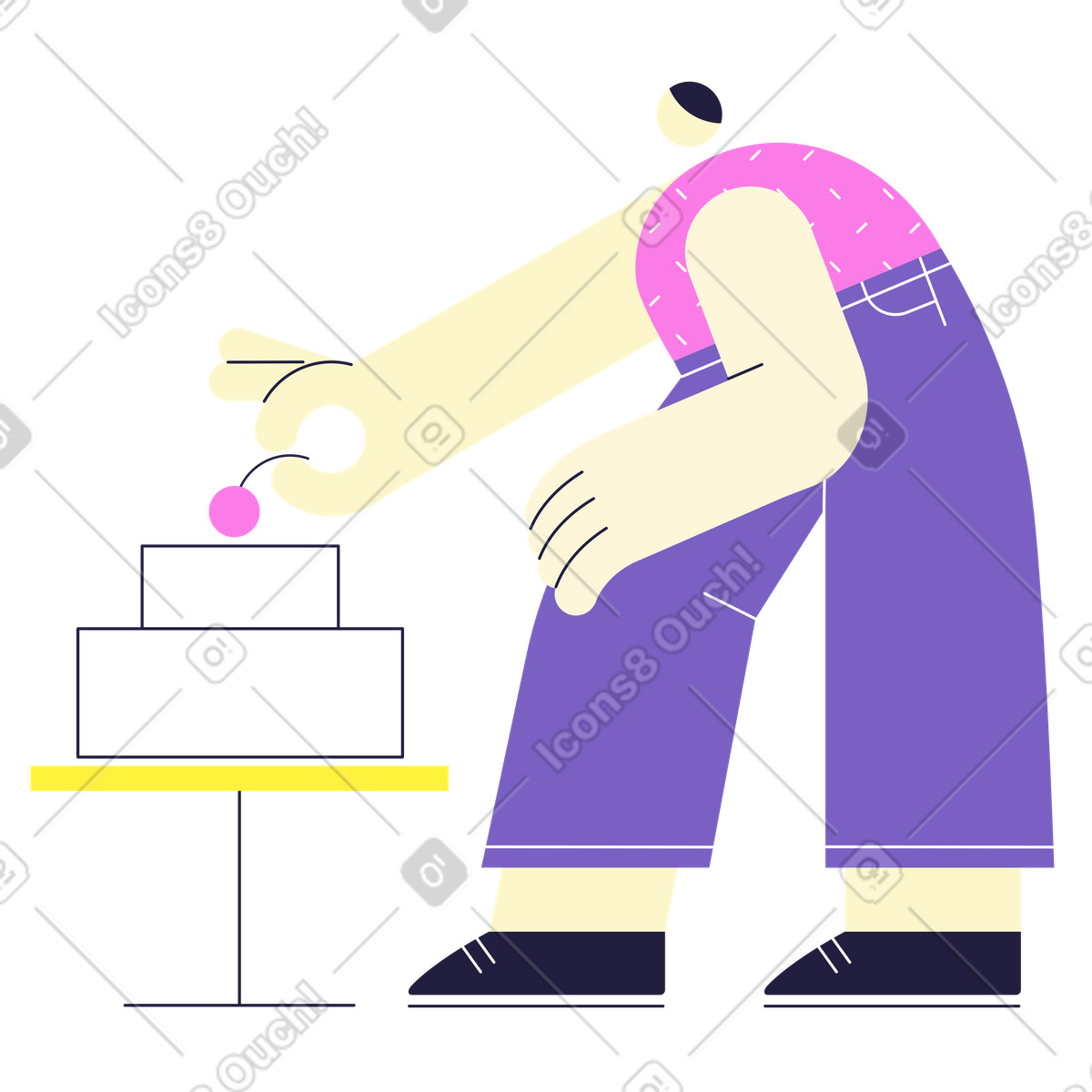 Иллюстрация Мужчина украшает праздничный торт в PNG и SVG