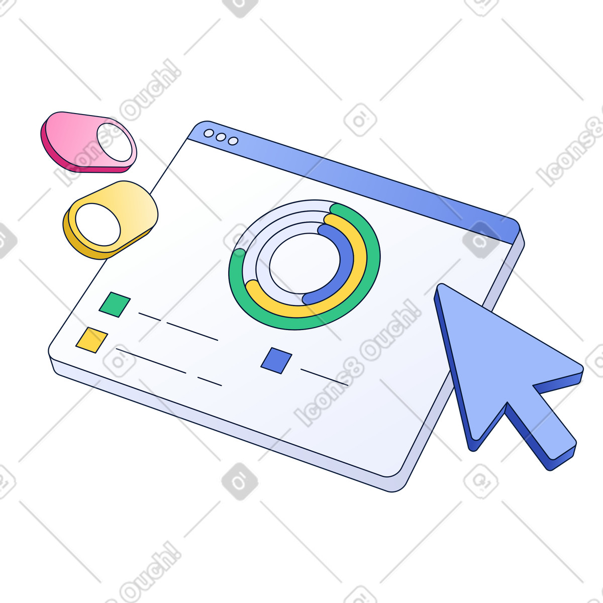 Digital data interface with graphs, Actionable business intelligence tools illustration in PNG, SVG