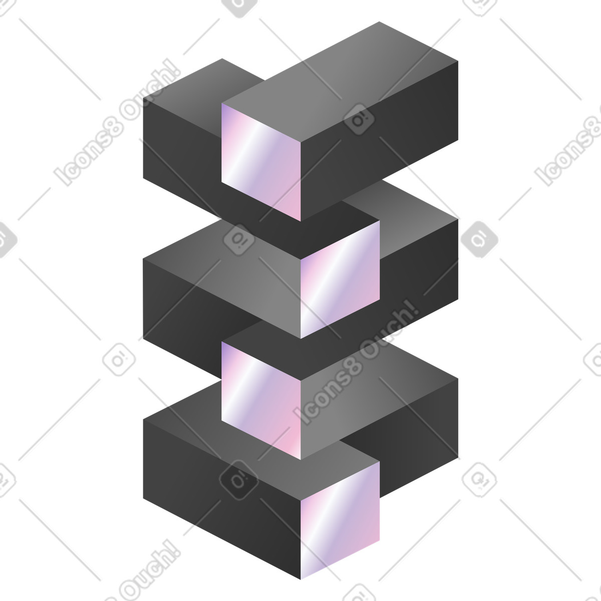 Ilustración Cubos flotantes en alineación vertical estilo Illusion a descargar PNG y SVG