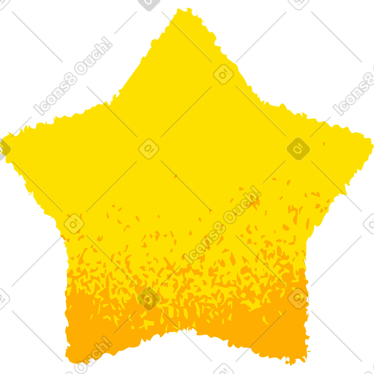 Shiny yellow star with textured lower edge-Illustration im Mirage-Stil als Download in PNG, SVG