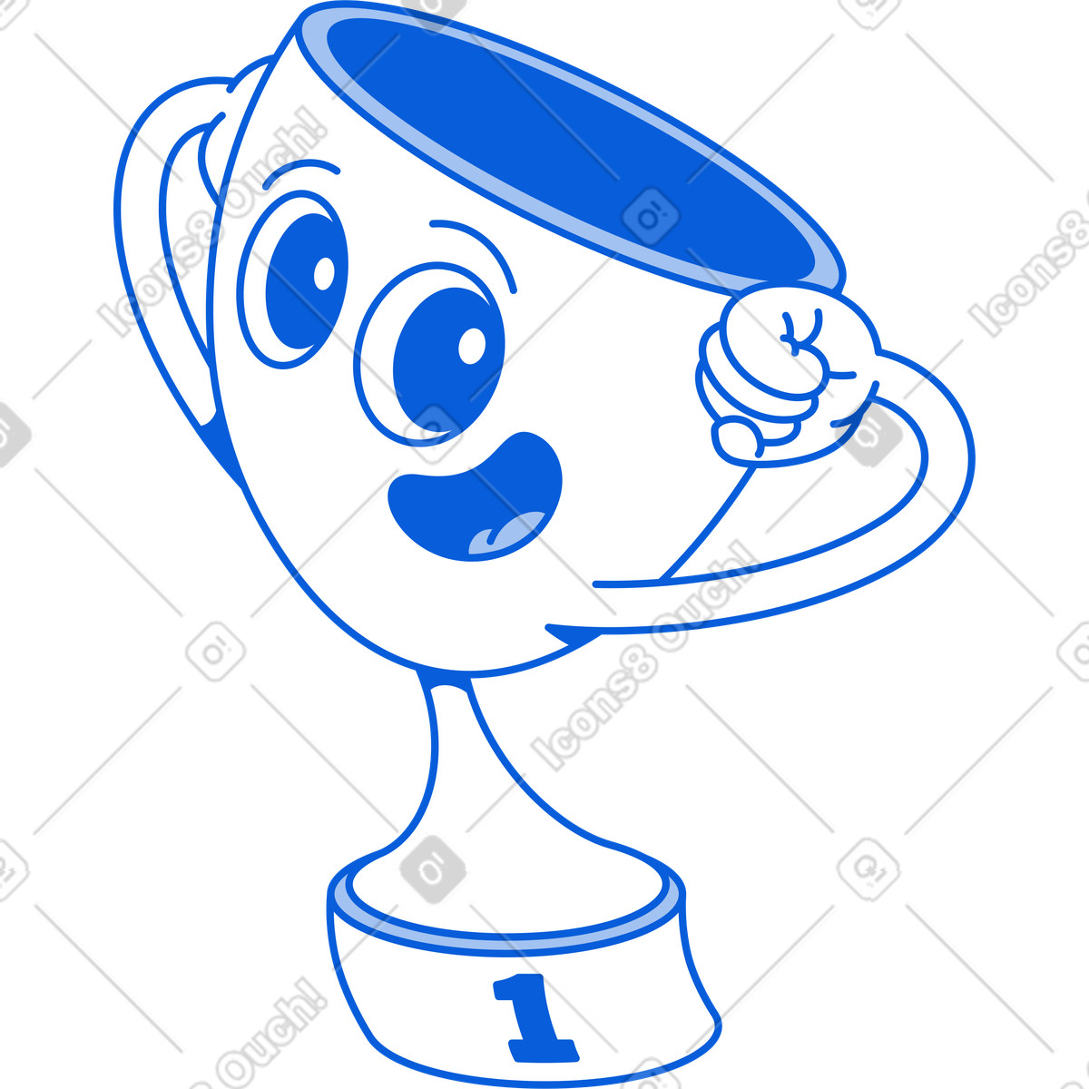 Gold champion cup illustration in Handy Line style download in PNG, SVG