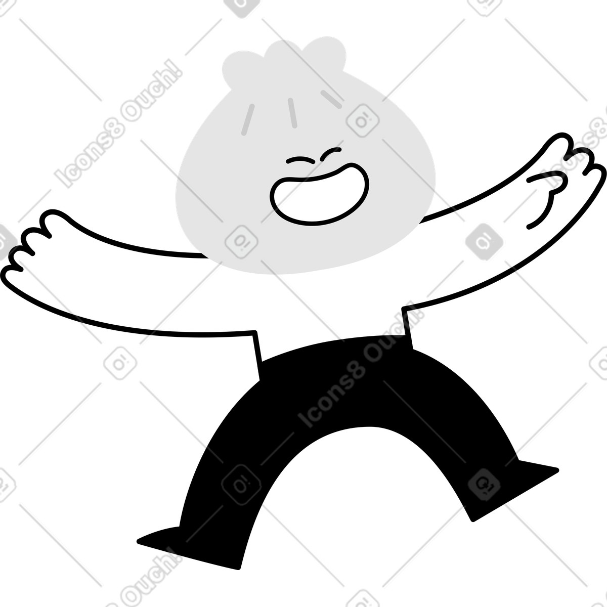 Figur mit knödelkopf-Illustration im Giggle-Stil als Download in PNG, SVG