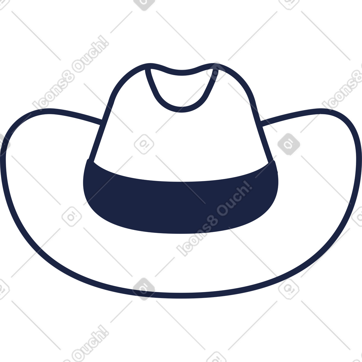 Illustration Ligne de chapeau cowboy dans le style Urban Line à télécharger aux formats PNG, SVG