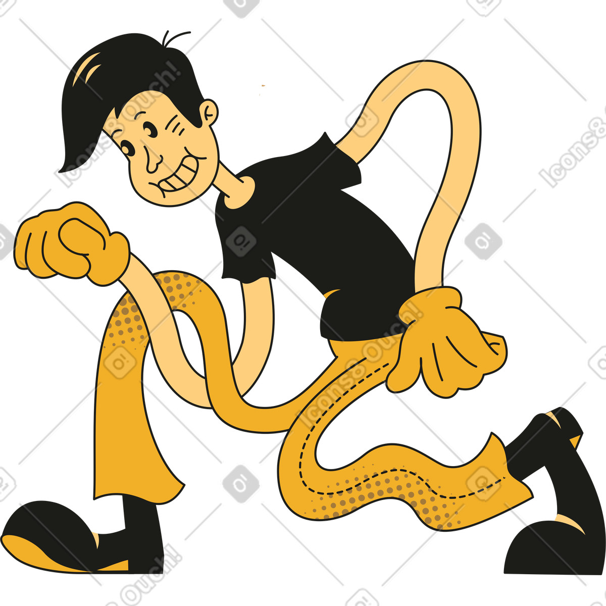 Ilustração de Homem agachado em no estilo Rubber para baixar em PNG, SVG