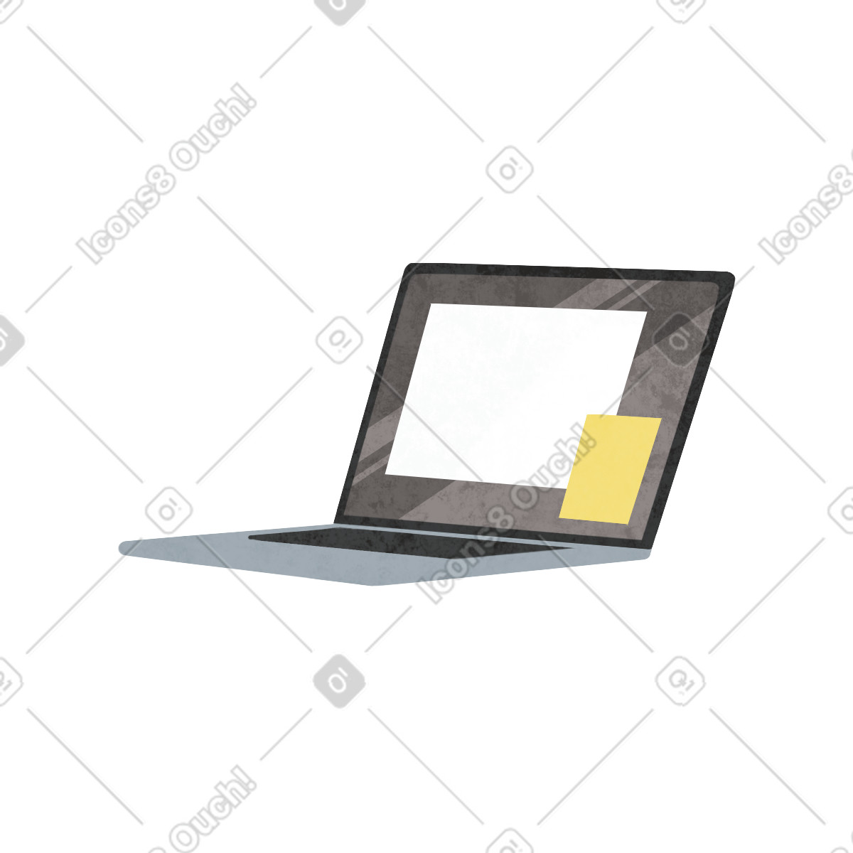 Laptop with windows on screen-Illustration im Lifestyle-Stil als Download in PNG, SVG