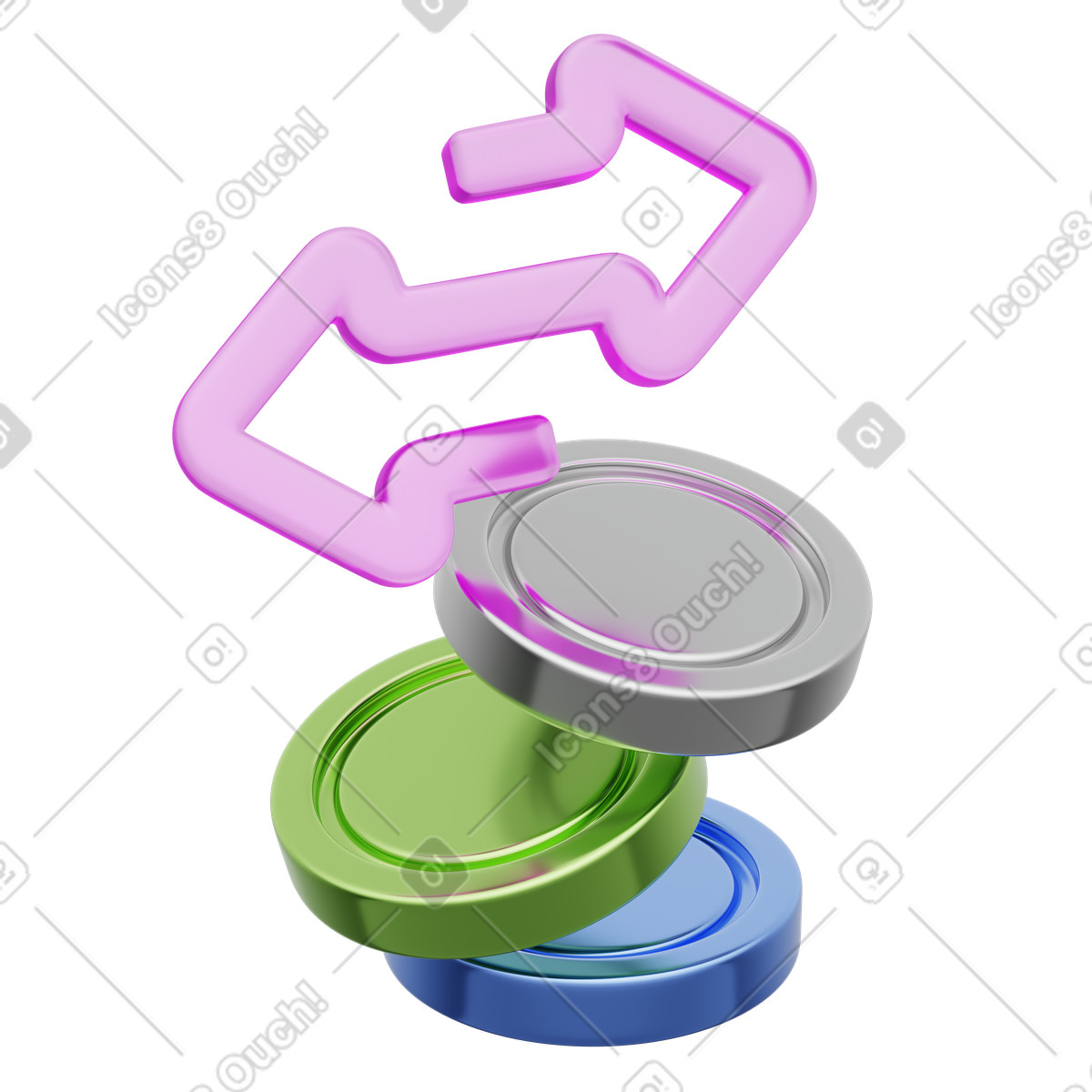 Token transfer, Blockchain exchange, Digital money flow illustration in 3D Playful style download in PNG, SVG