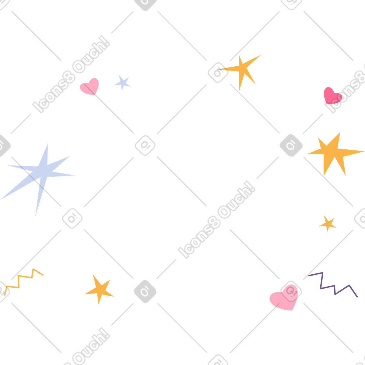 下载 Bloom 风格的 星星爆炸和背景的心 动画插图，支持 GIF、Lottie （JSON）、AE 格式