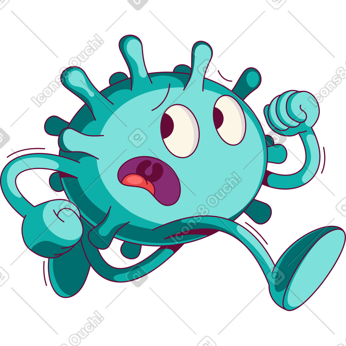 Handy スタイルの Running green virus のイラストをPNG、SVG形式でダウンロード