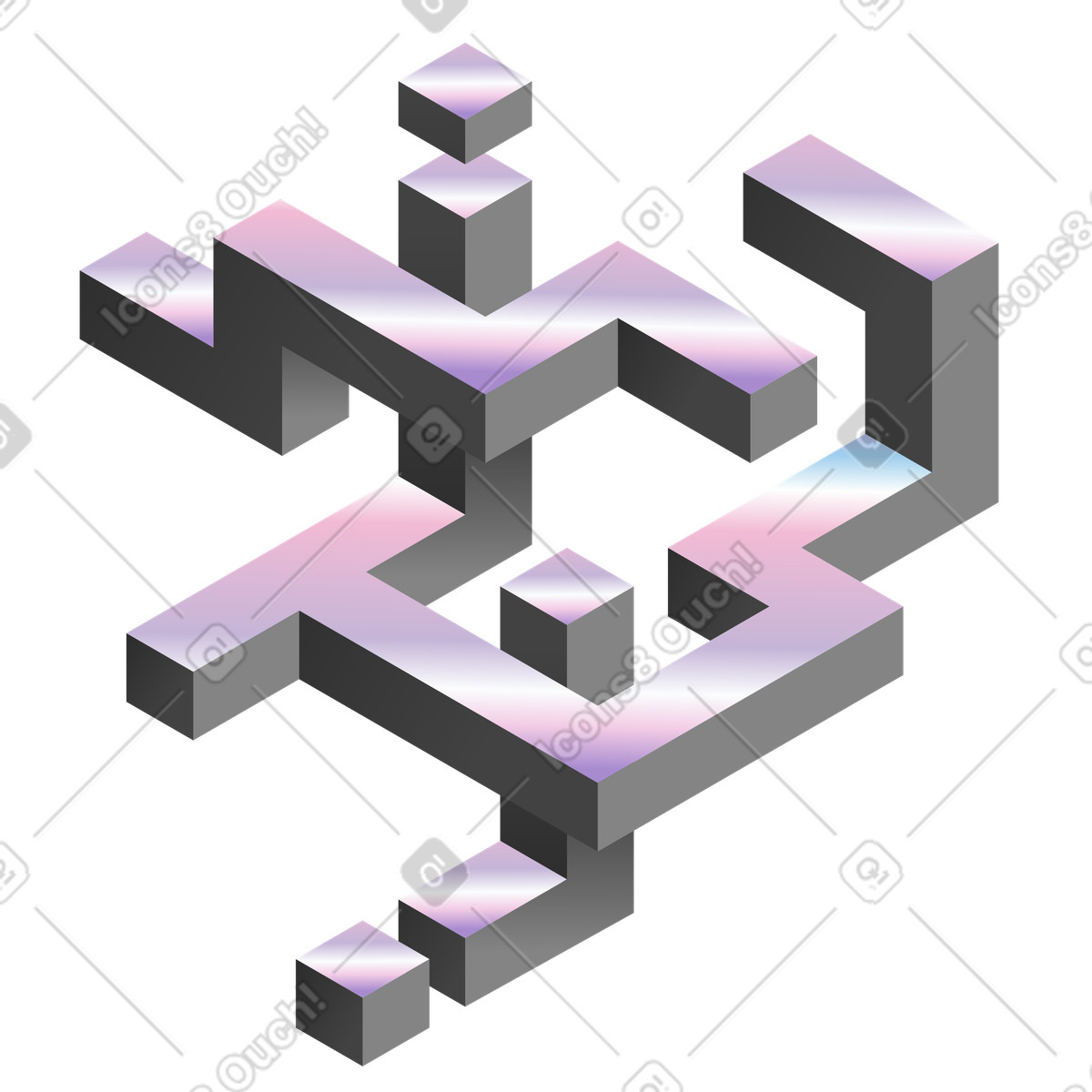 Abstract floating maze structure, modern tech branding background illustration in Illusion style download in PNG, SVG