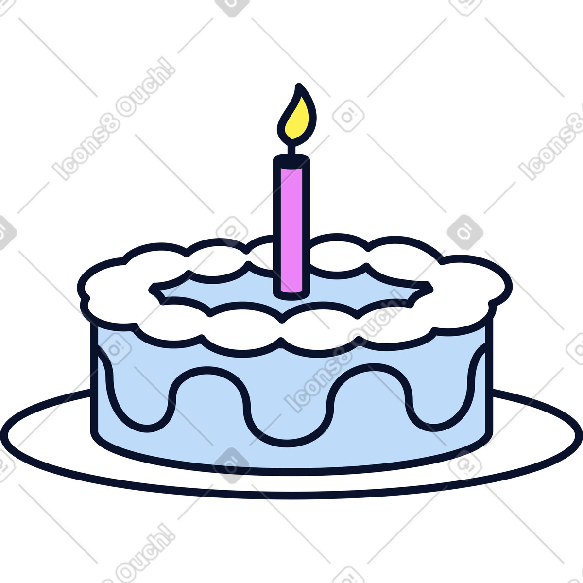 Geburtstagskuchen-Illustration im Flexy-Stil als Download in PNG, SVG