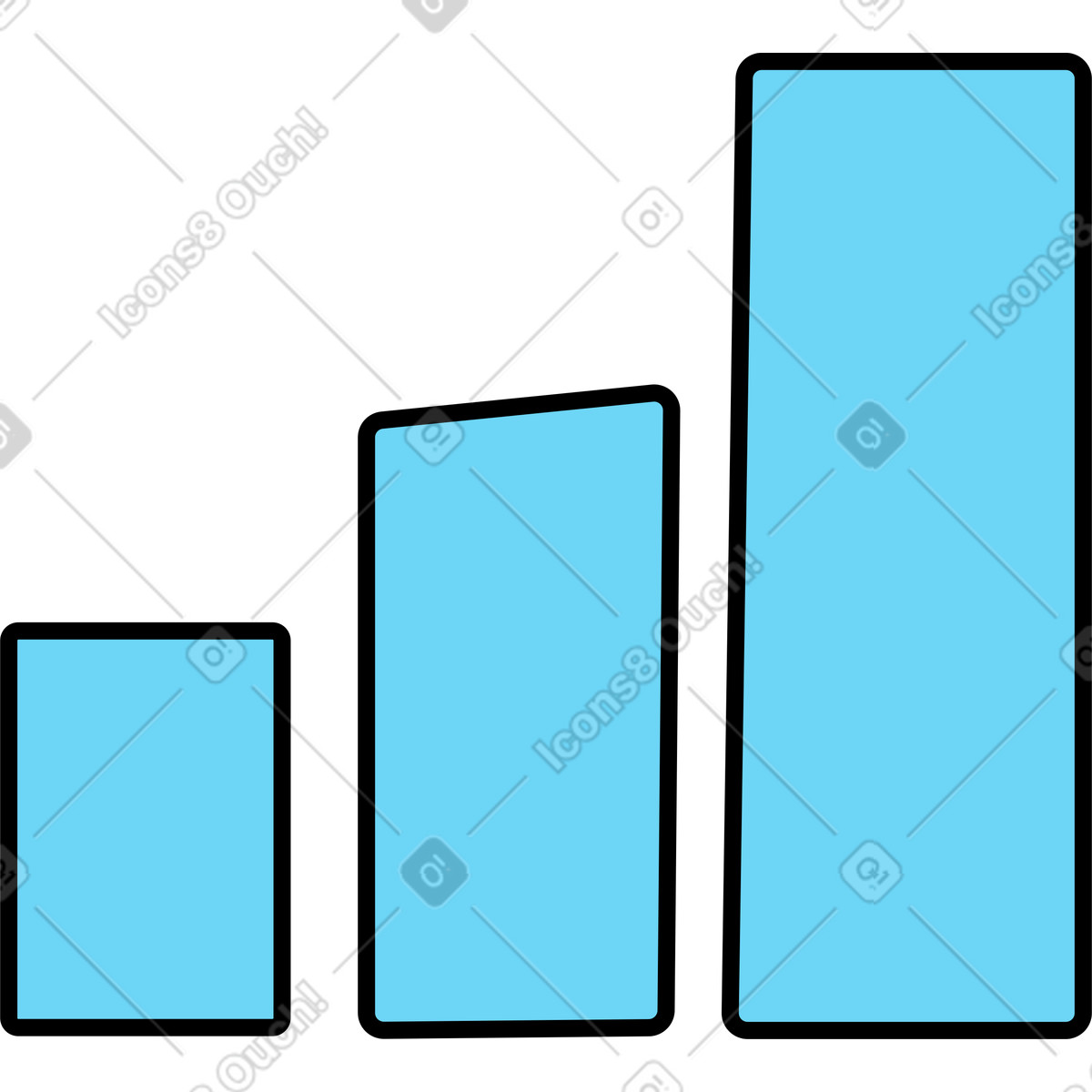 Wiggle スタイルの 青いバーの分析チャート のイラストをPNG、SVG形式でダウンロード