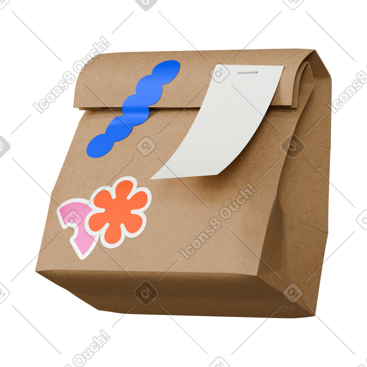 Paper bag with receipt animated illustration in 3D Stickle style download in GIF, Lottie (JSON), AE
