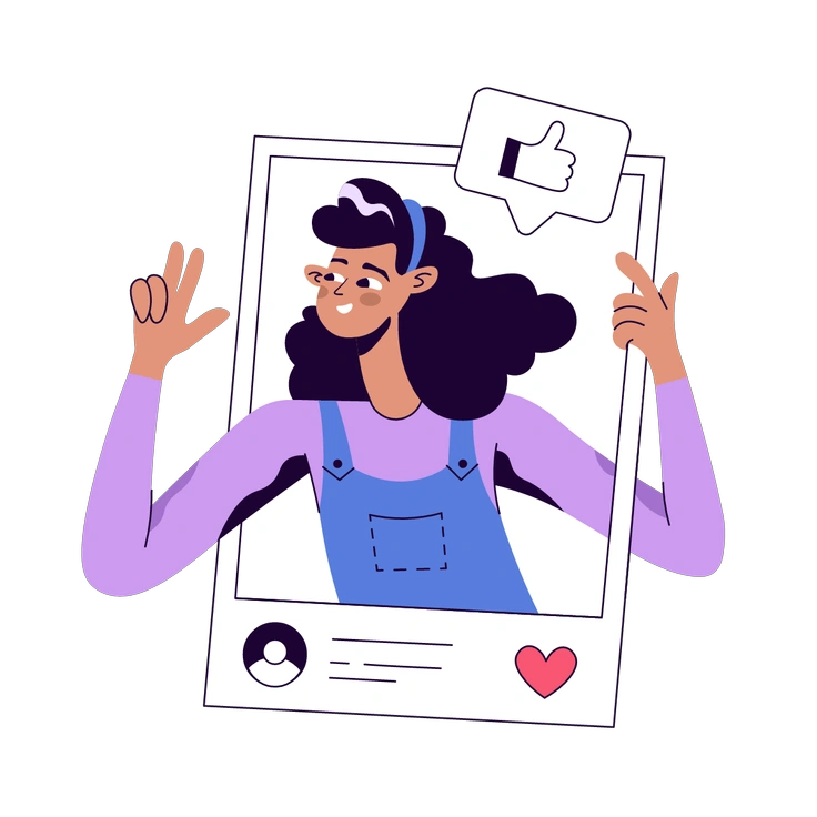 A girl posing with a photo frame - Martina style illustration