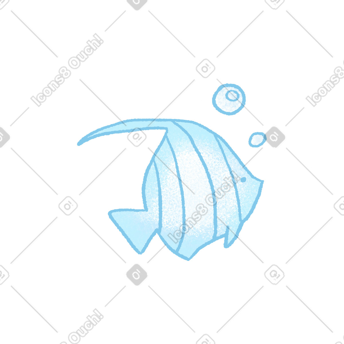Hue スタイルの Blue fish with bubbles のイラストをPNG、SVG形式でダウンロード