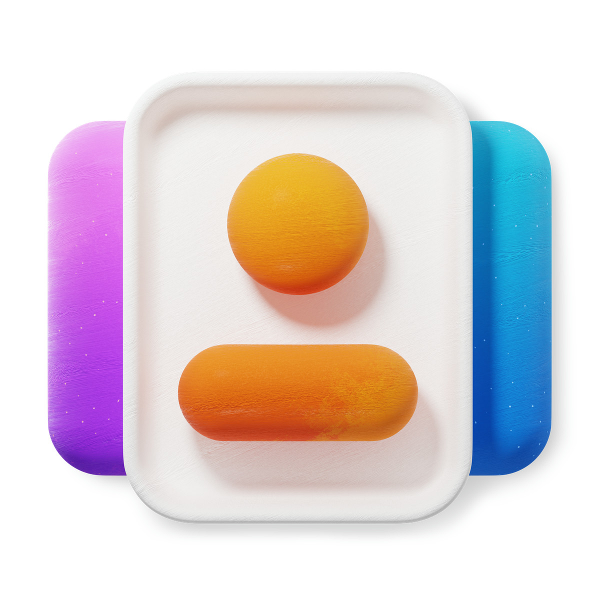 下载 3D Microsoft Fluent illustration 风格的 头像个人资料图标，橙色形状，层叠圆形卡片。 插画，支持 PNG、SVG 格式