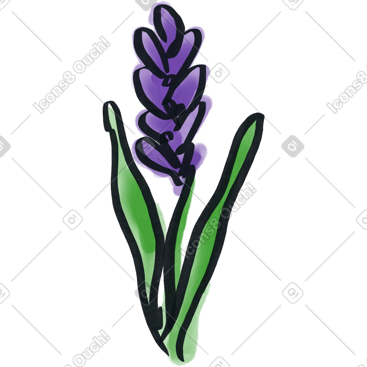 Viola fiore dell'acquerello lavanda illustrazione in stile Experimental scarica in PNG, SVG