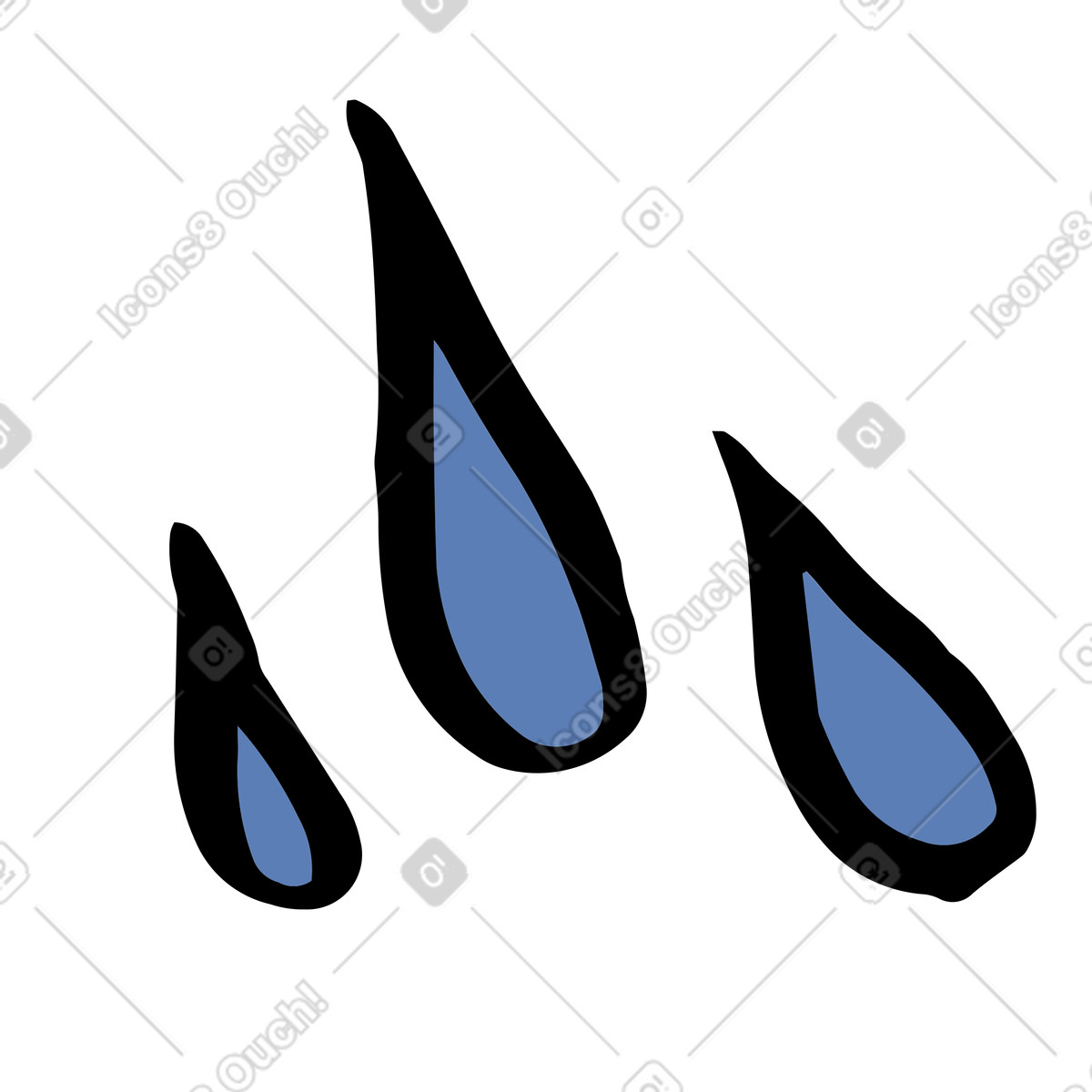 Scandi スタイルの 3つの青い滴 のイラストをPNG、SVG形式でダウンロード