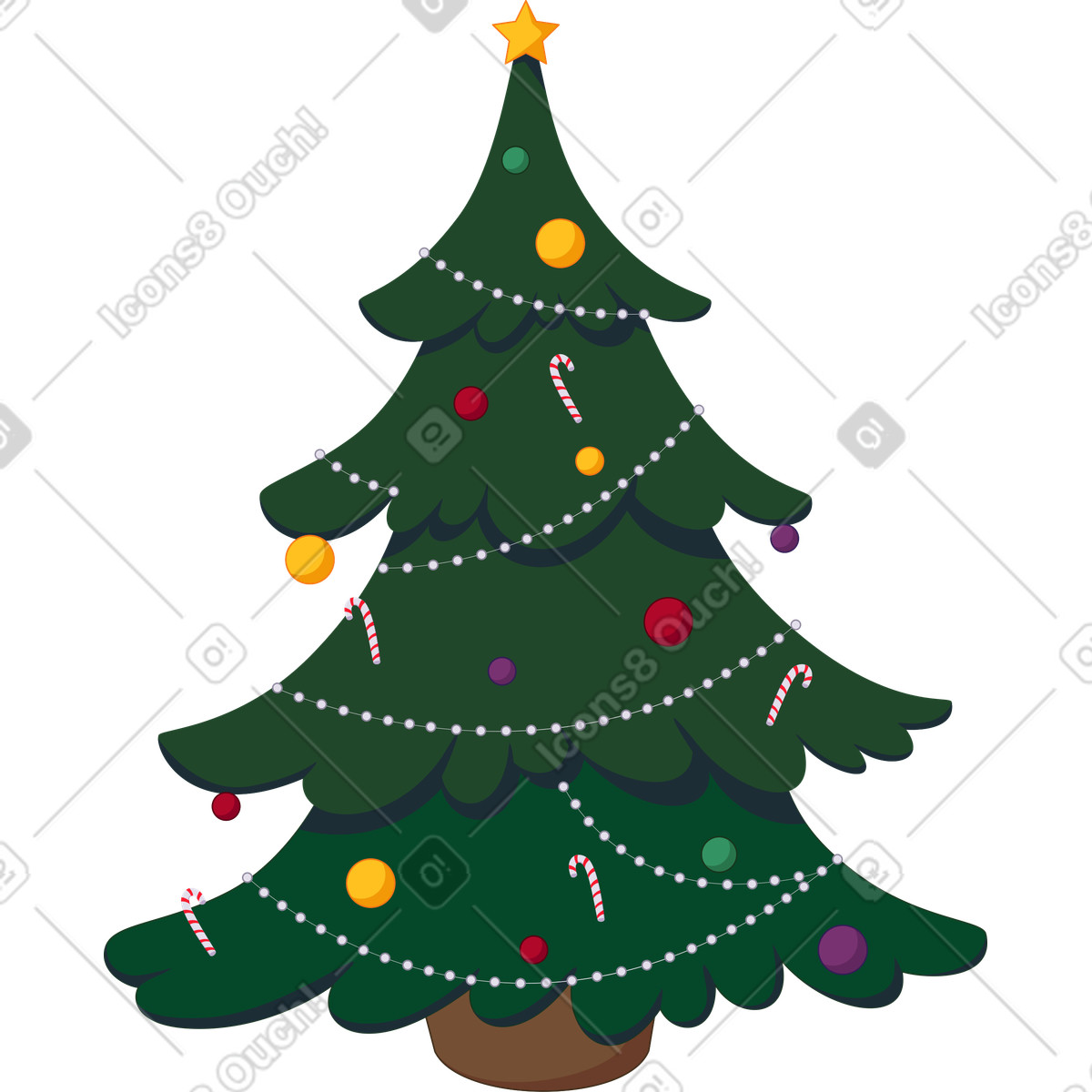 下载 Santa Camp 风格的 圣诞树 插画，支持 PNG、SVG 格式