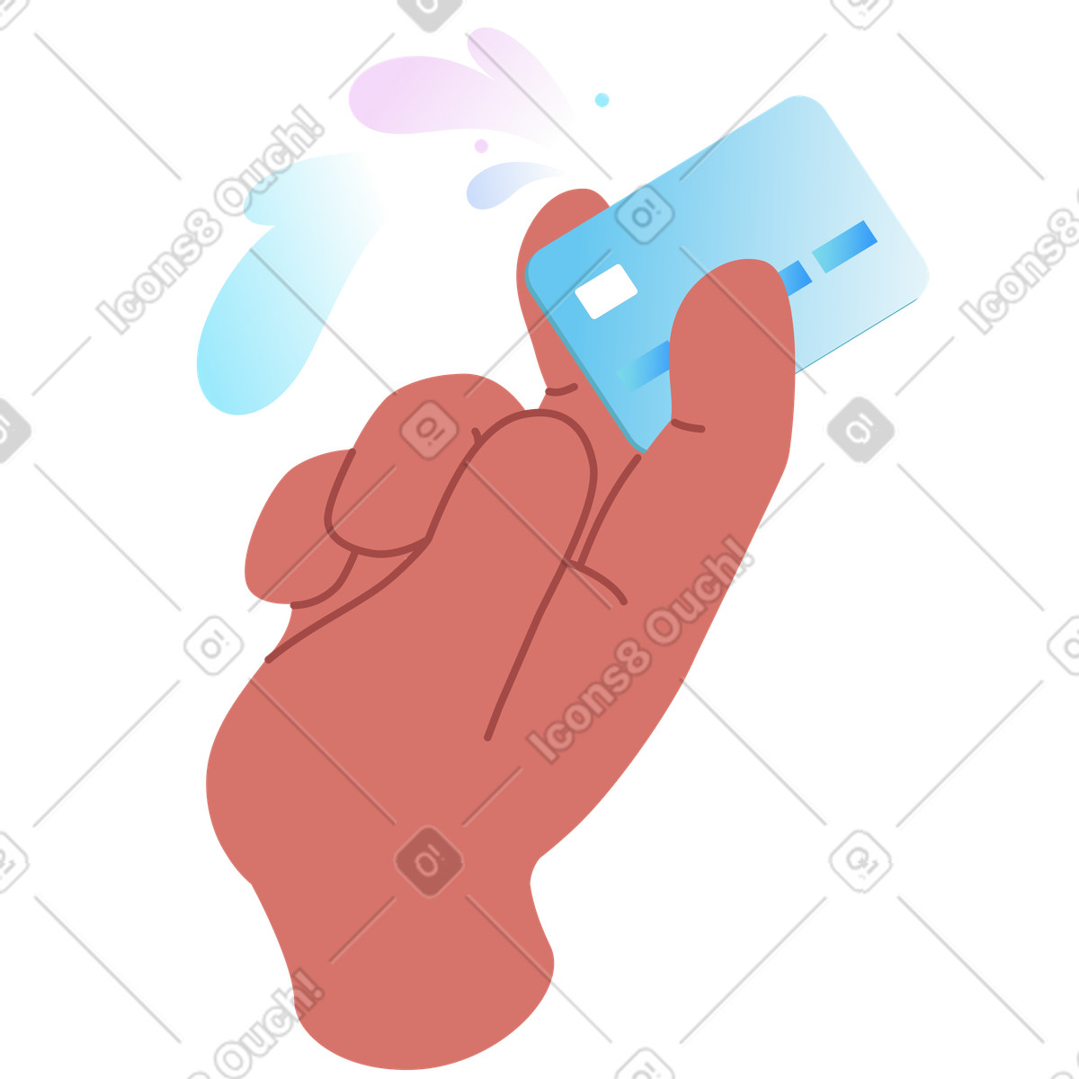 Hand holding bank card, Secure contactless payment-Illustration im Airy-Stil als Download in PNG, SVG