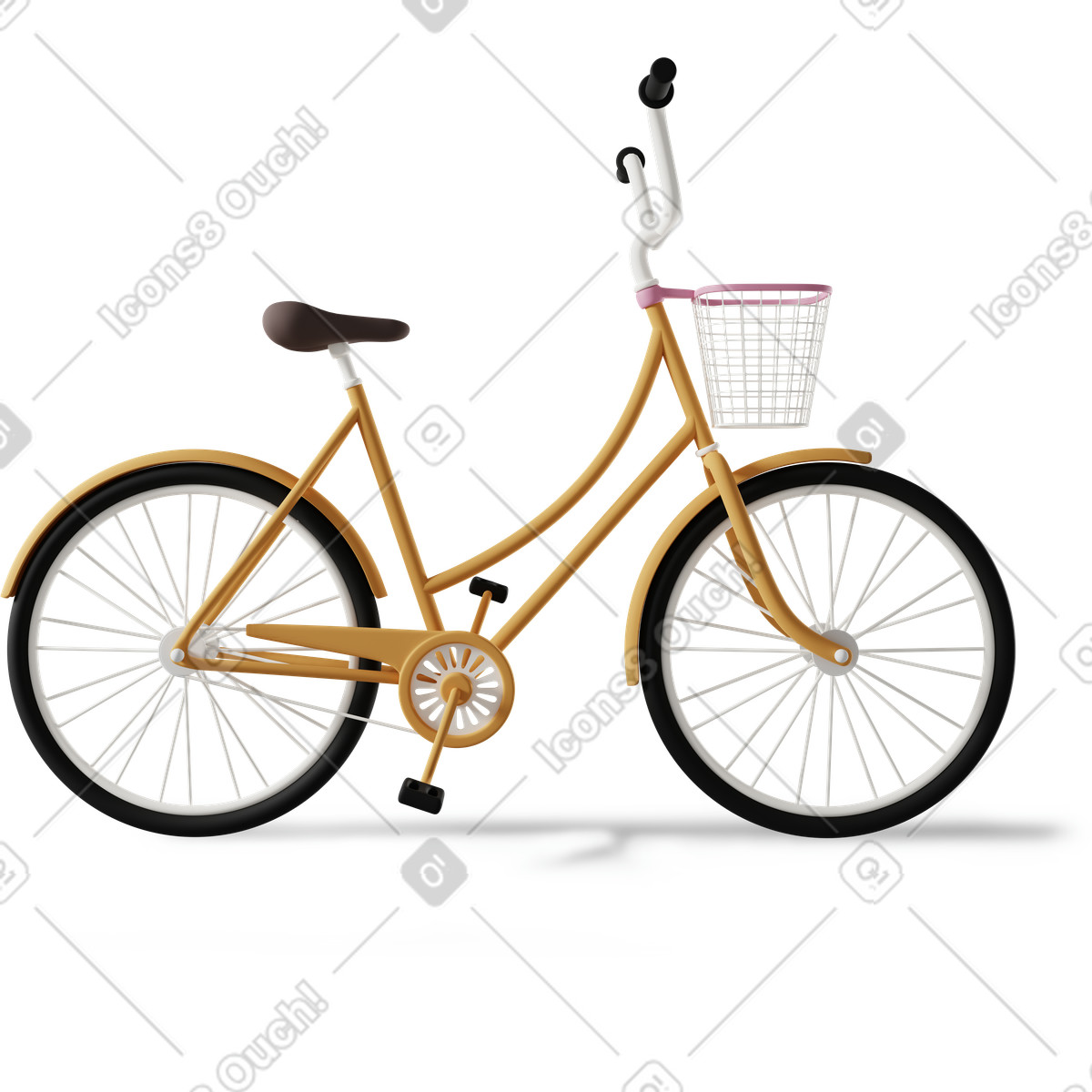 Ilustração de Side view of a yellow bike em no estilo 3D Casual life para baixar em PNG, SVG