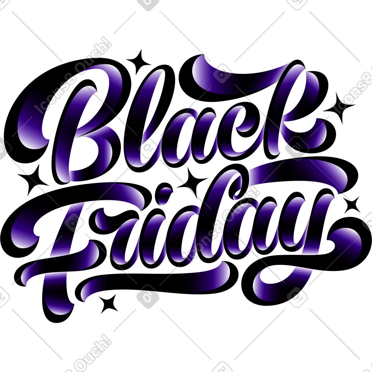 Lettering venerdì nero con ombreggiatura sfumata e testo a stelle illustrazione in stile scarica in PNG, SVG