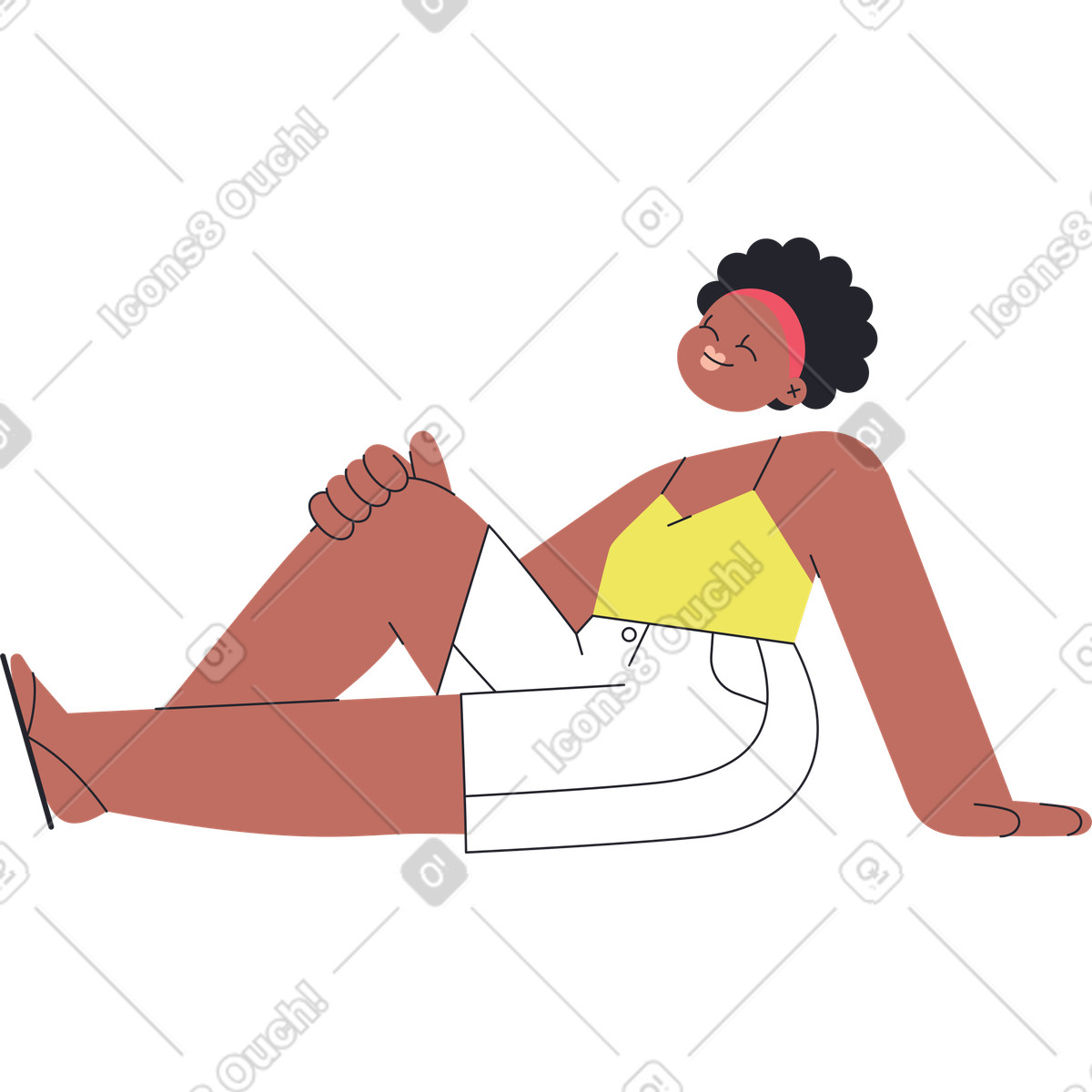 Illustration Fille assise ferma les yeux dans le style Boba à télécharger aux formats PNG, SVG