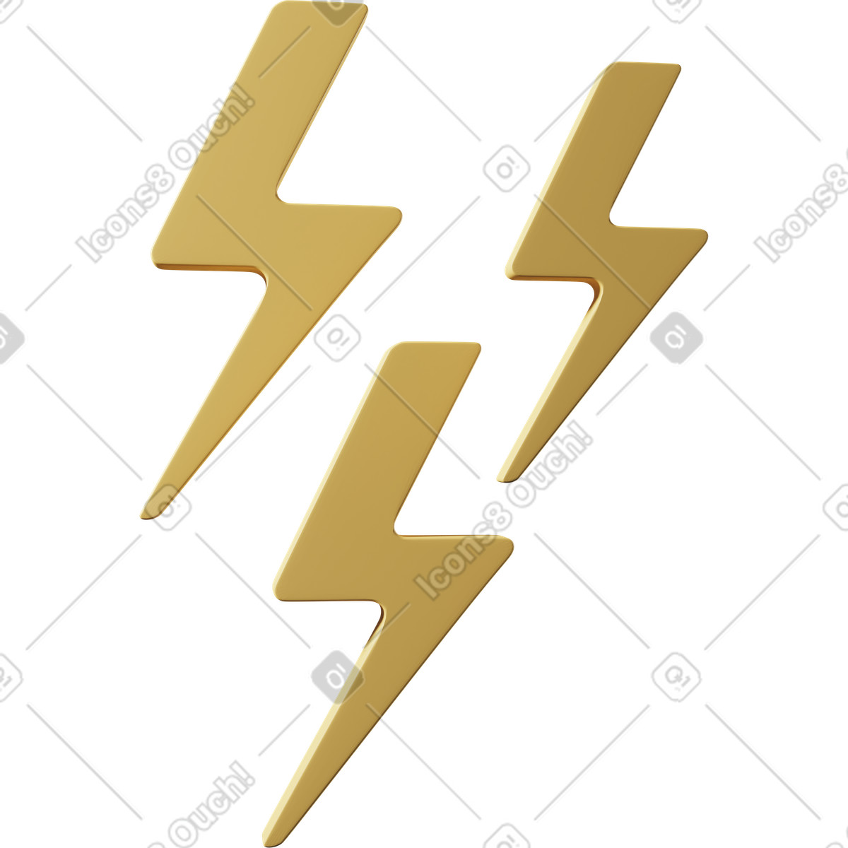 3D Casual life 스타일의 Three yellow lightning bolts 일러스트레이션 PNG, SVG 다운로드