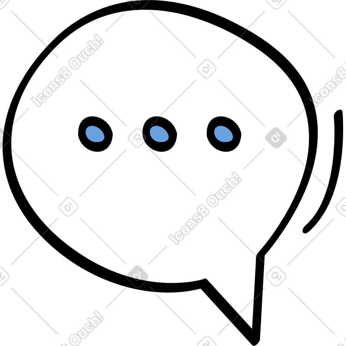 Comic スタイルの 3つのドットが付いた吹き出し のイラストをPNG、SVG形式でダウンロード