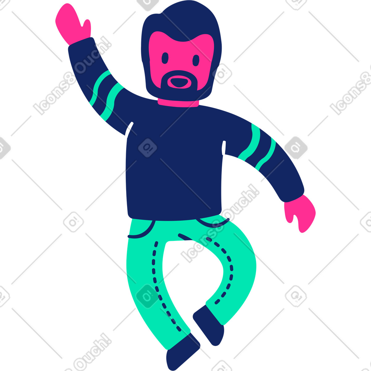 Uomo che balla illustrazione in stile Cyborg scarica in PNG, SVG