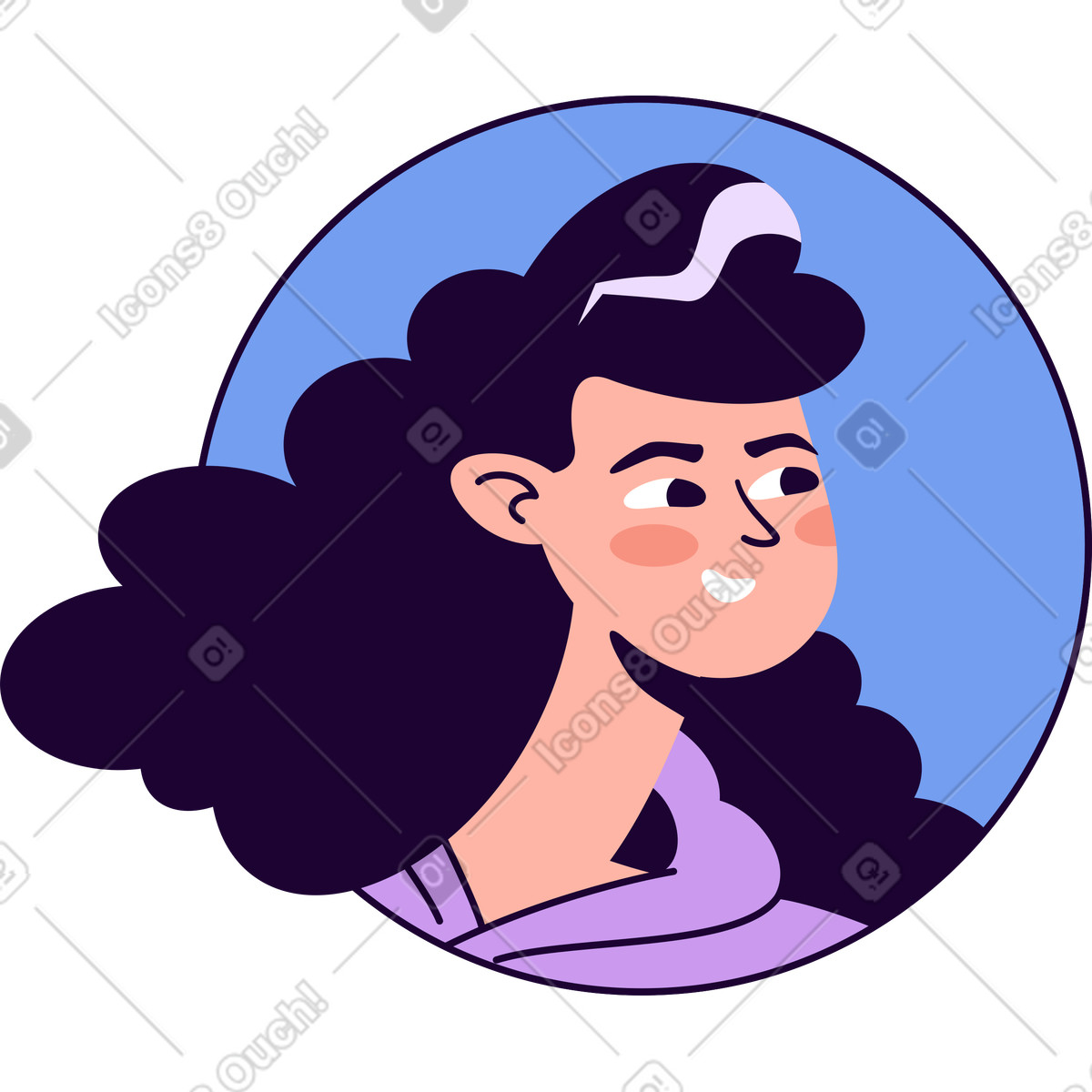 Frauengesicht im kreis-Illustration Martina-Stil als Download in PNG, SVG