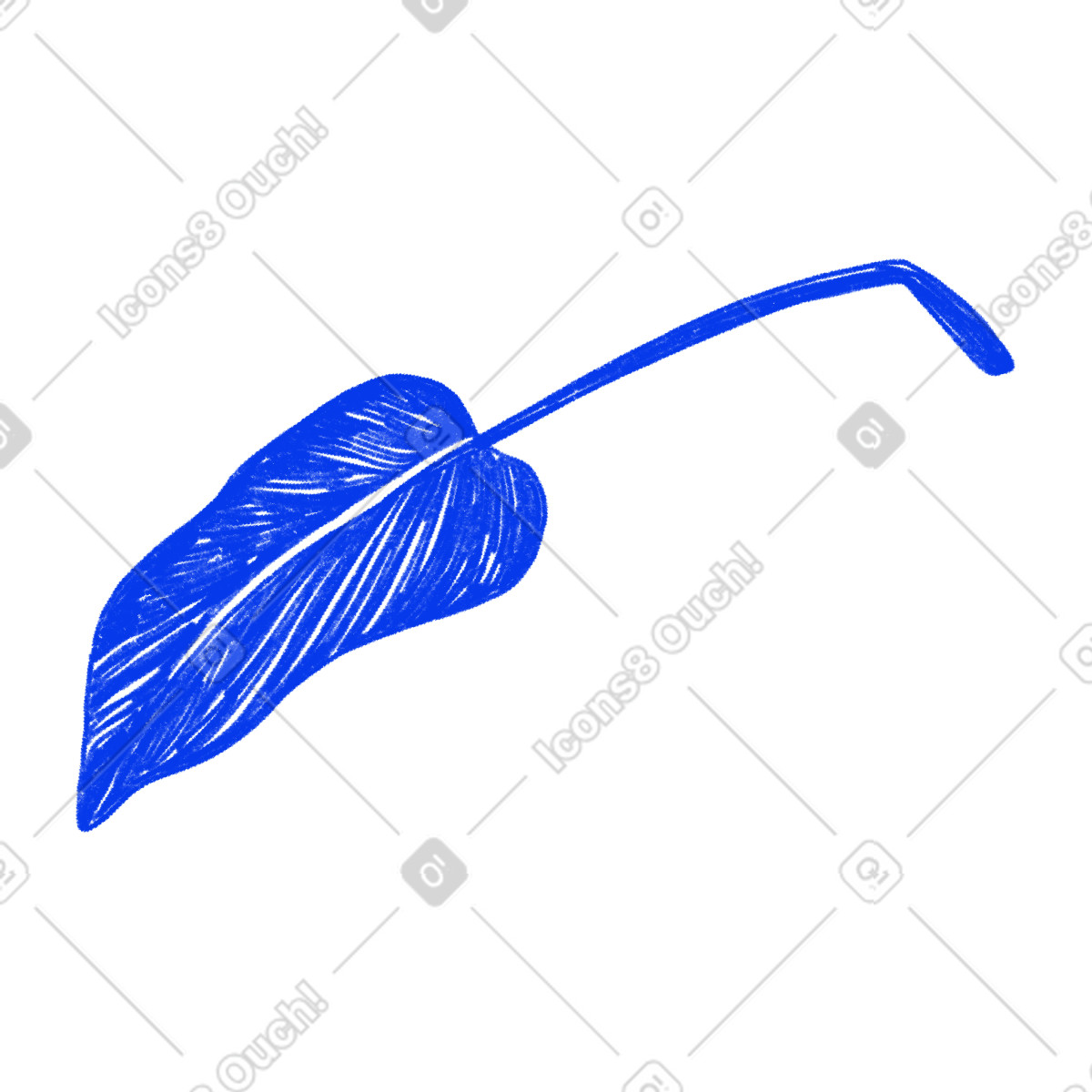 Biro 스타일의 Blue leaf plant 일러스트레이션 PNG, SVG 다운로드