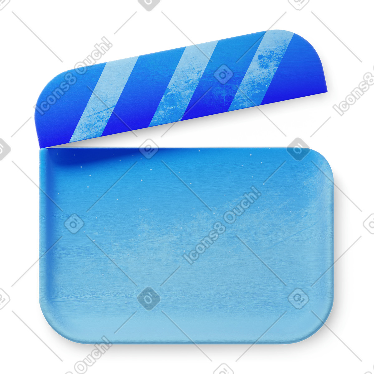 Illustration Blue clapboard for film production dans le style 3D Microsoft Fluent à télécharger aux formats PNG, SVG