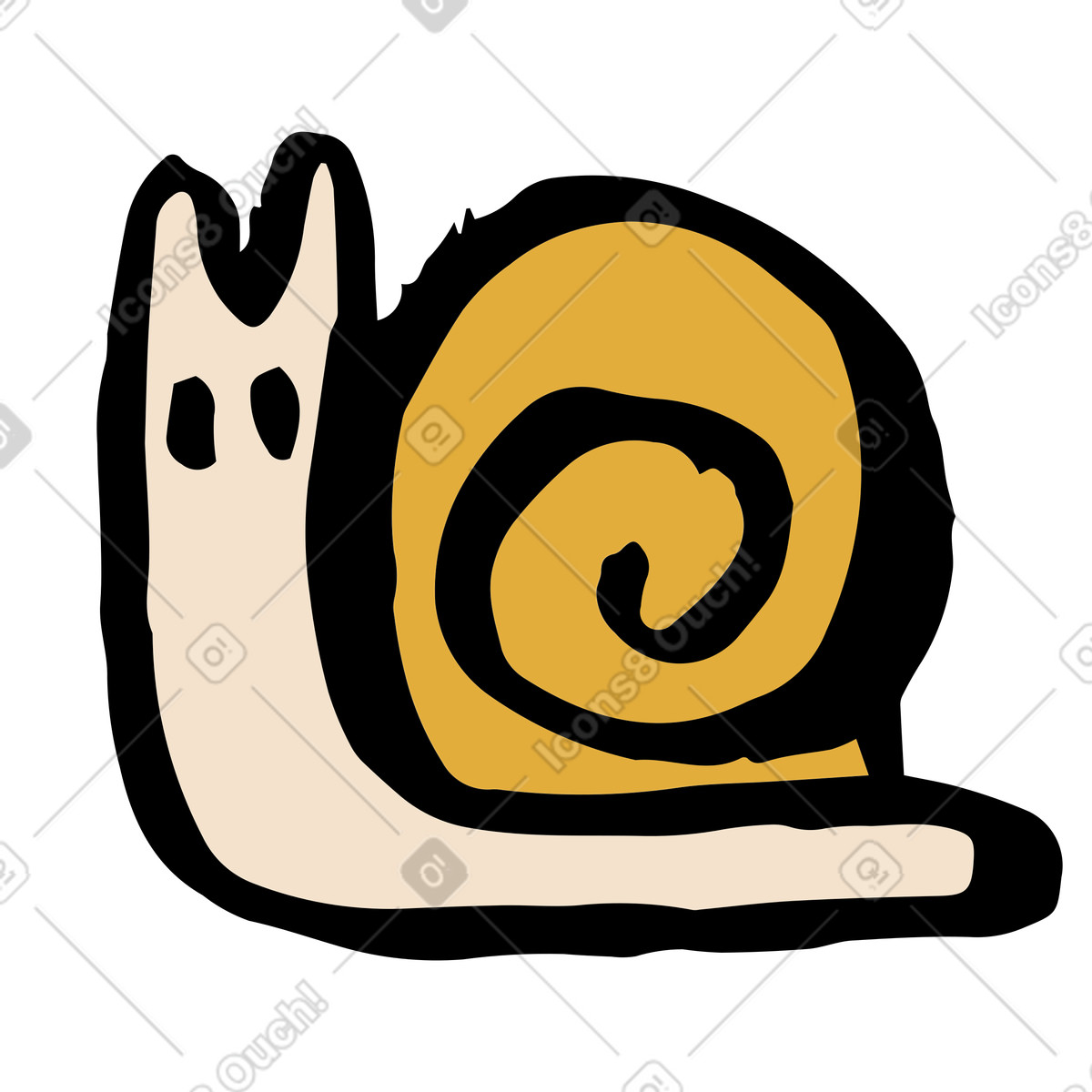 Abstract yellow snail shell and body illustration in Scandi style download in PNG, SVG