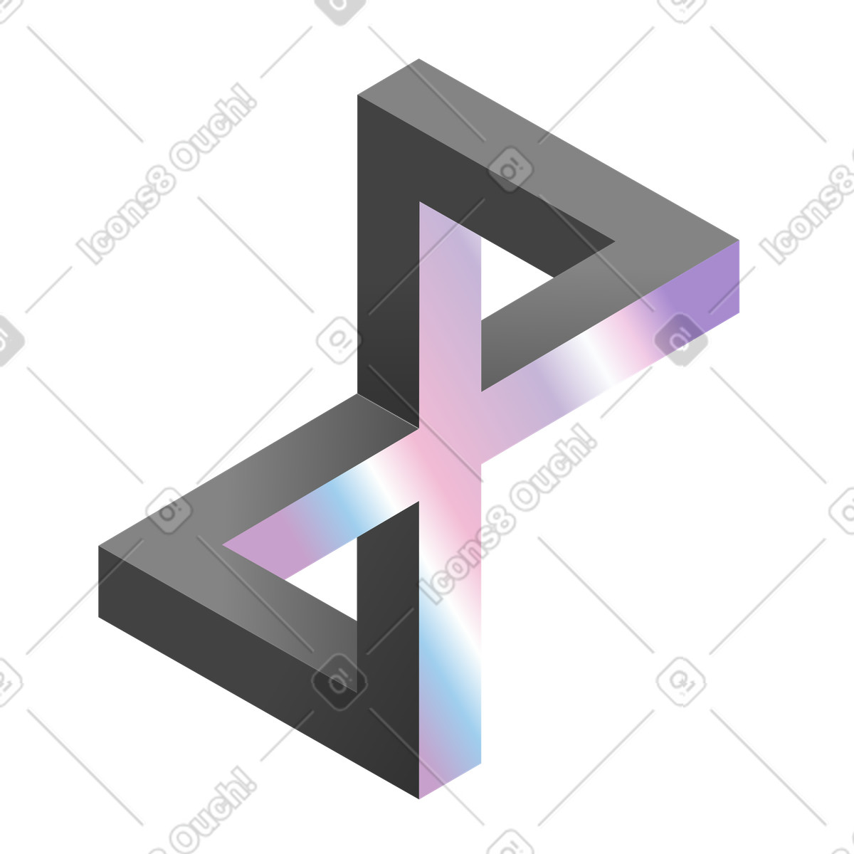 Illustration Triangles impossibles futuristes, concept d'illusion d'optique dans le style Experimental à télécharger aux formats PNG, SVG