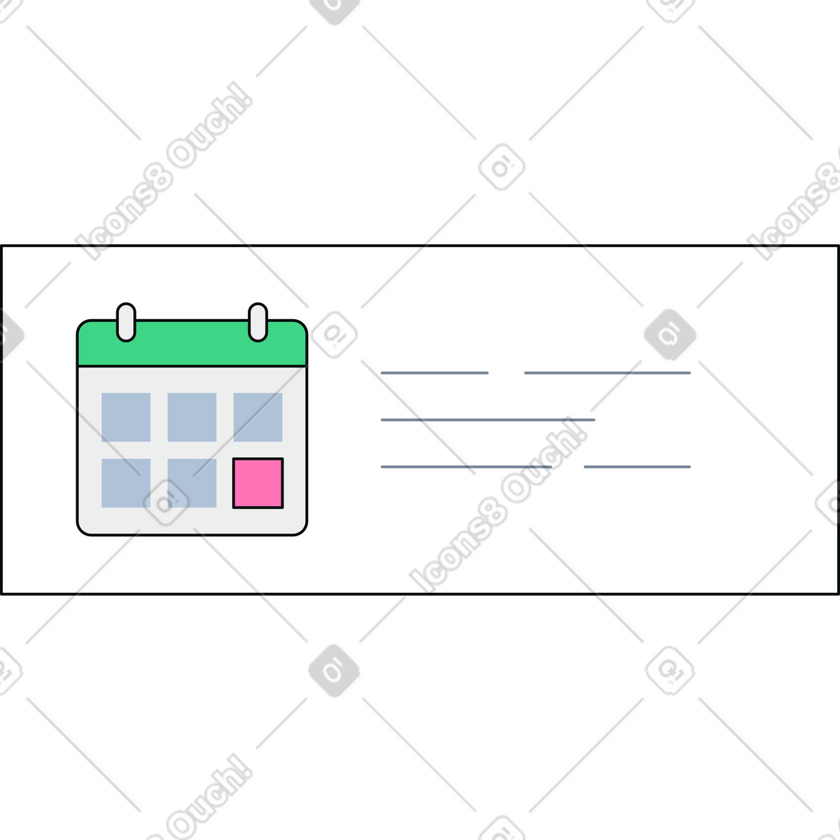 Teko スタイルの カレンダーイベント予約カード のイラストをPNG、SVG形式でダウンロード