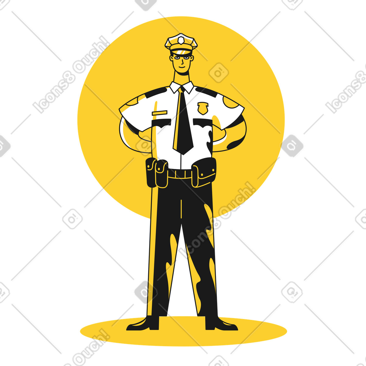 Male security guard or police officer illustration in Taxi style download in PNG, SVG