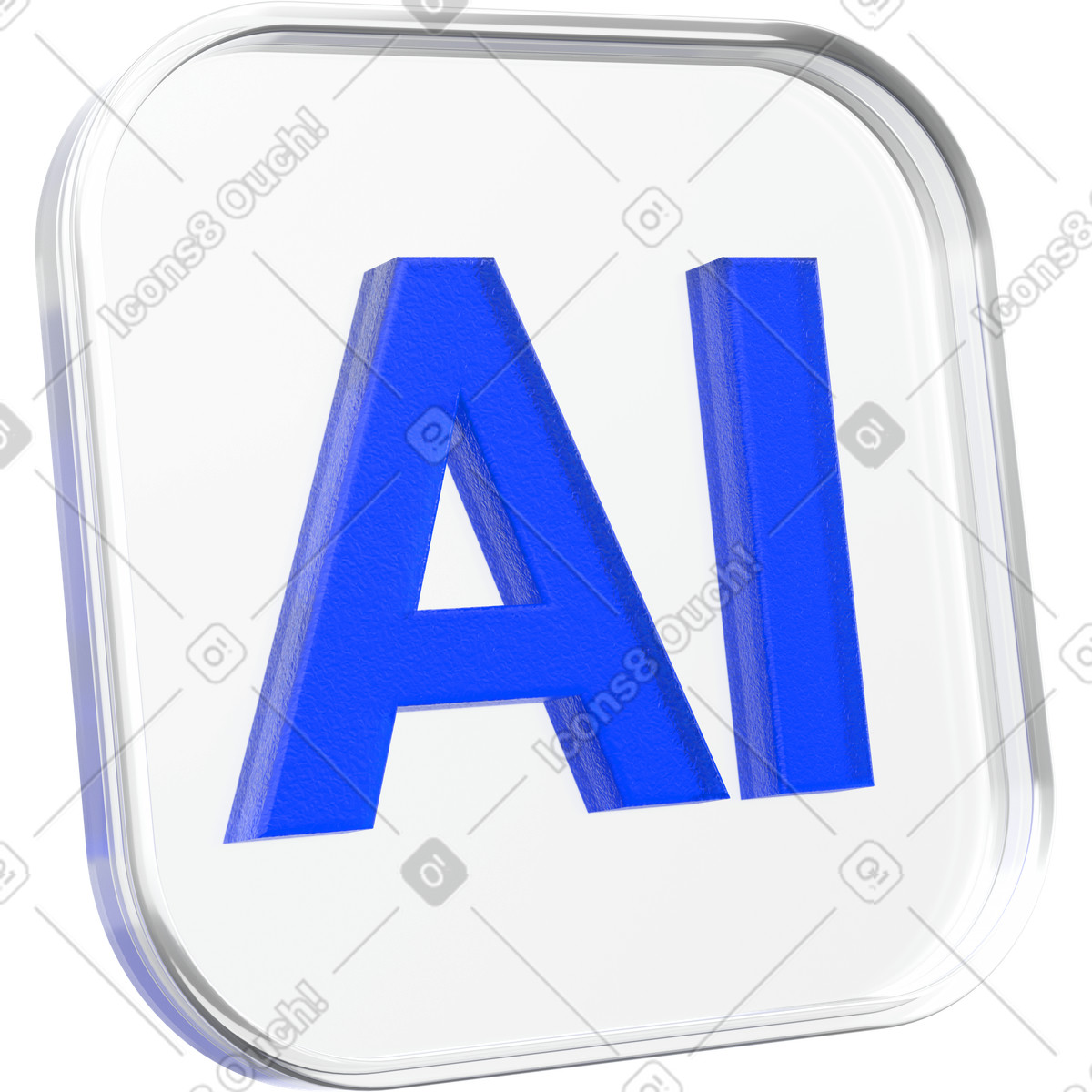 AI icon app button for artificial intelligence illustration in 3D Enterprise style download in PNG, SVG