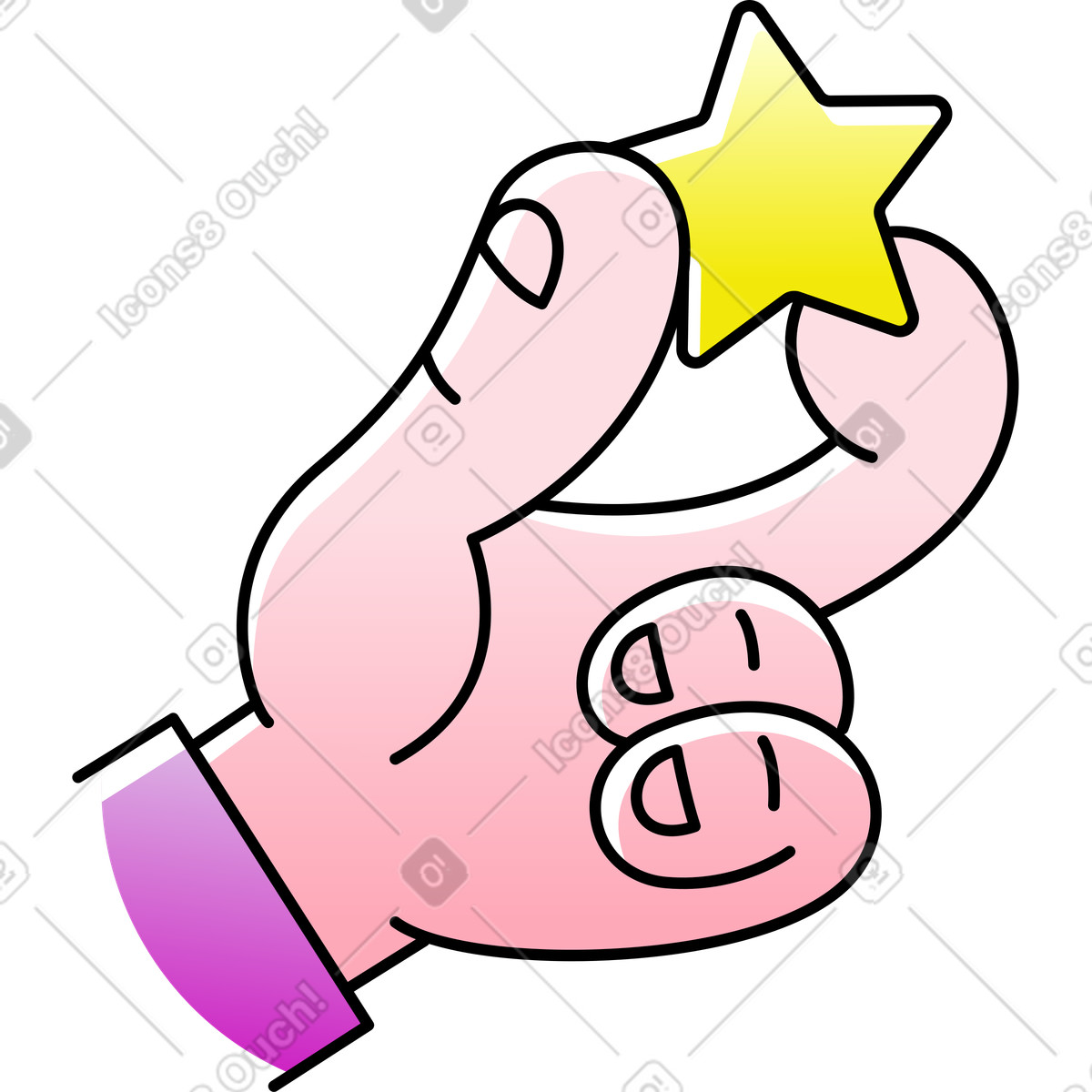 Hand, die einen fünfzackigen stern hält-Illustration im Pocus-Stil als Download in PNG, SVG