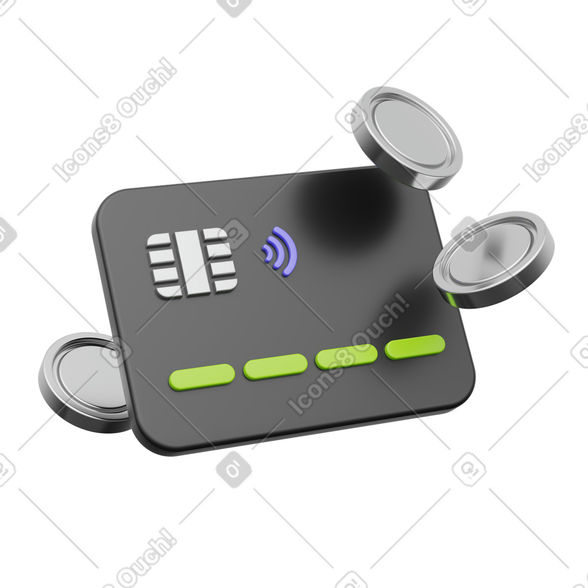 Bank card with coins, digital payment, money exchange illustration in PNG, SVG