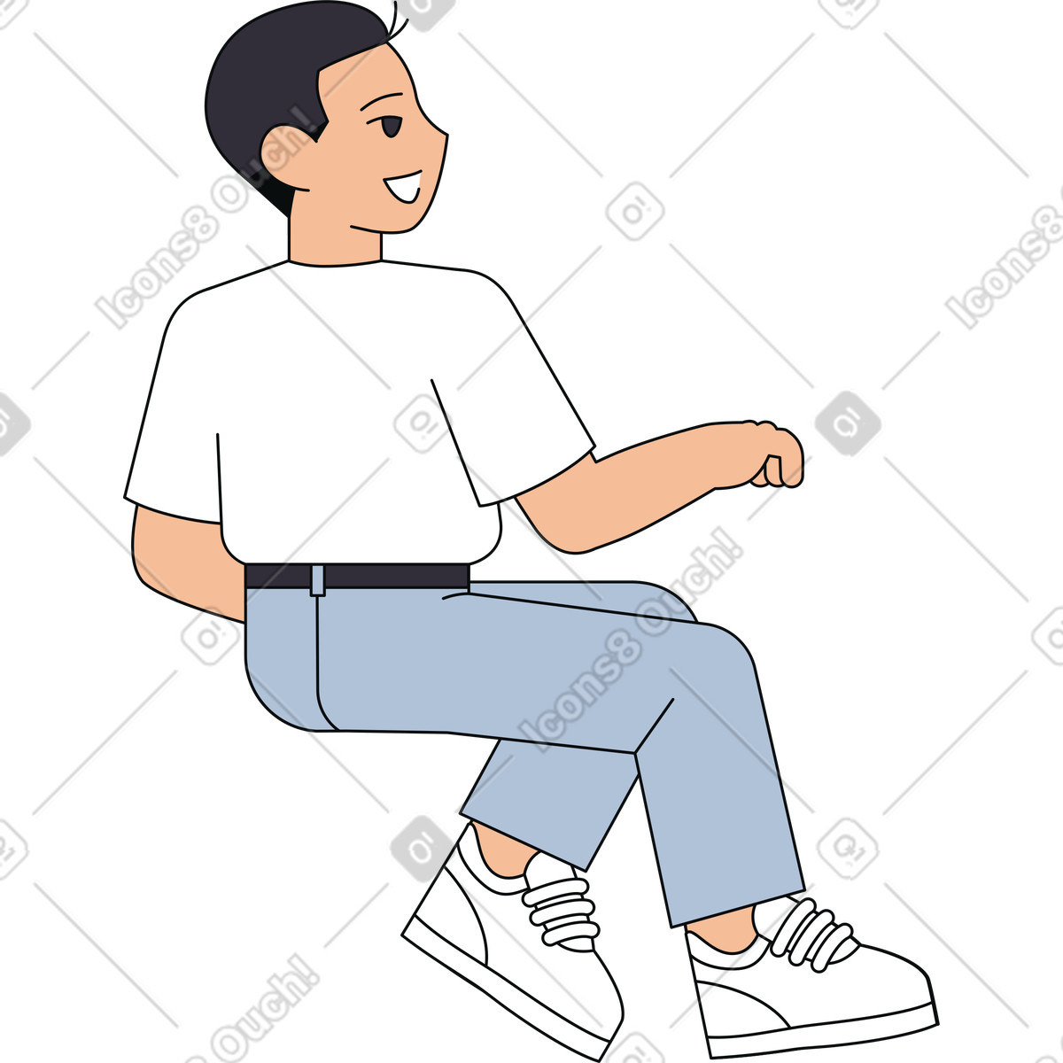 Uomo seduto illustrazione in stile Teko scarica in PNG, SVG