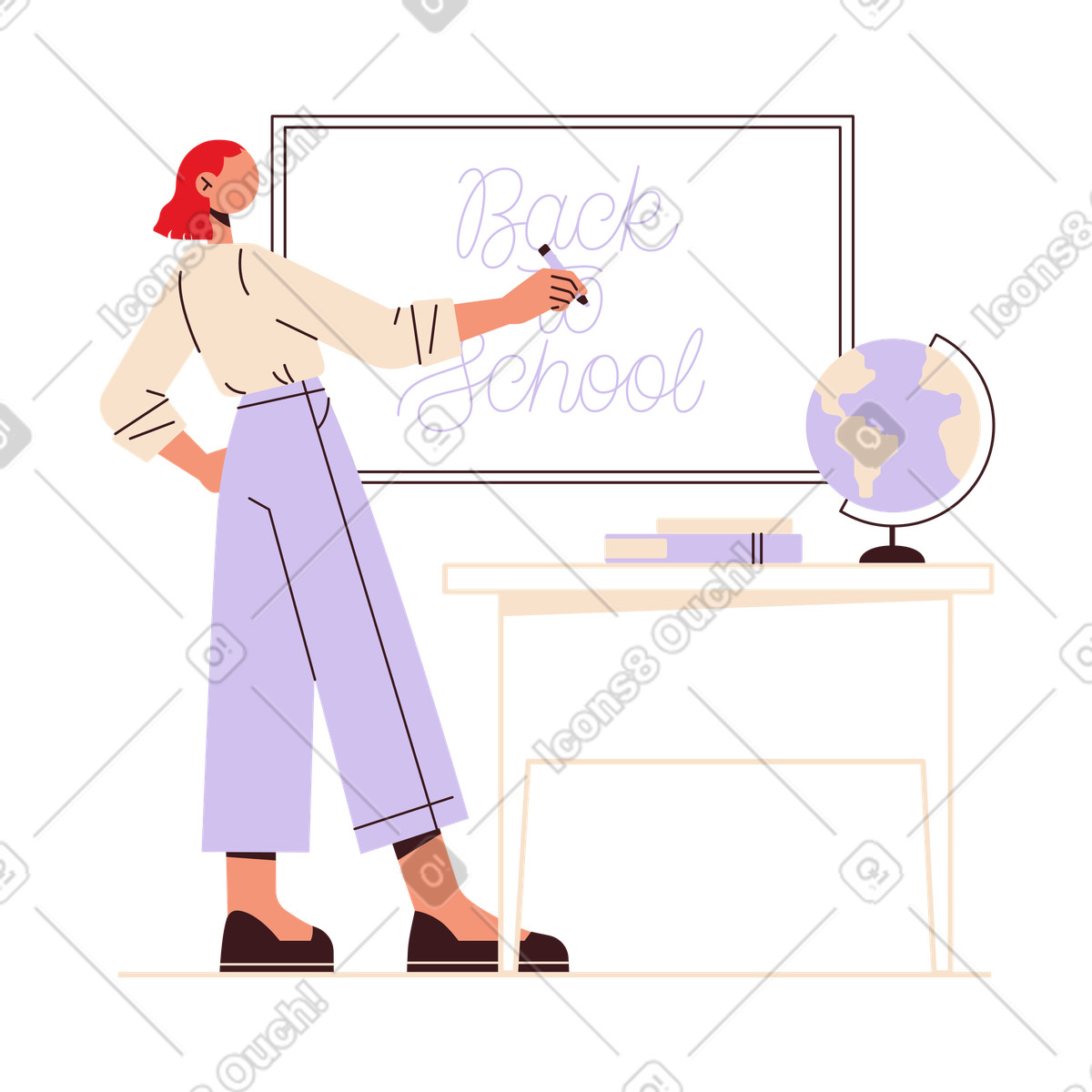 Back to school writing on board text illustration teaching clipart PNG vector graphics