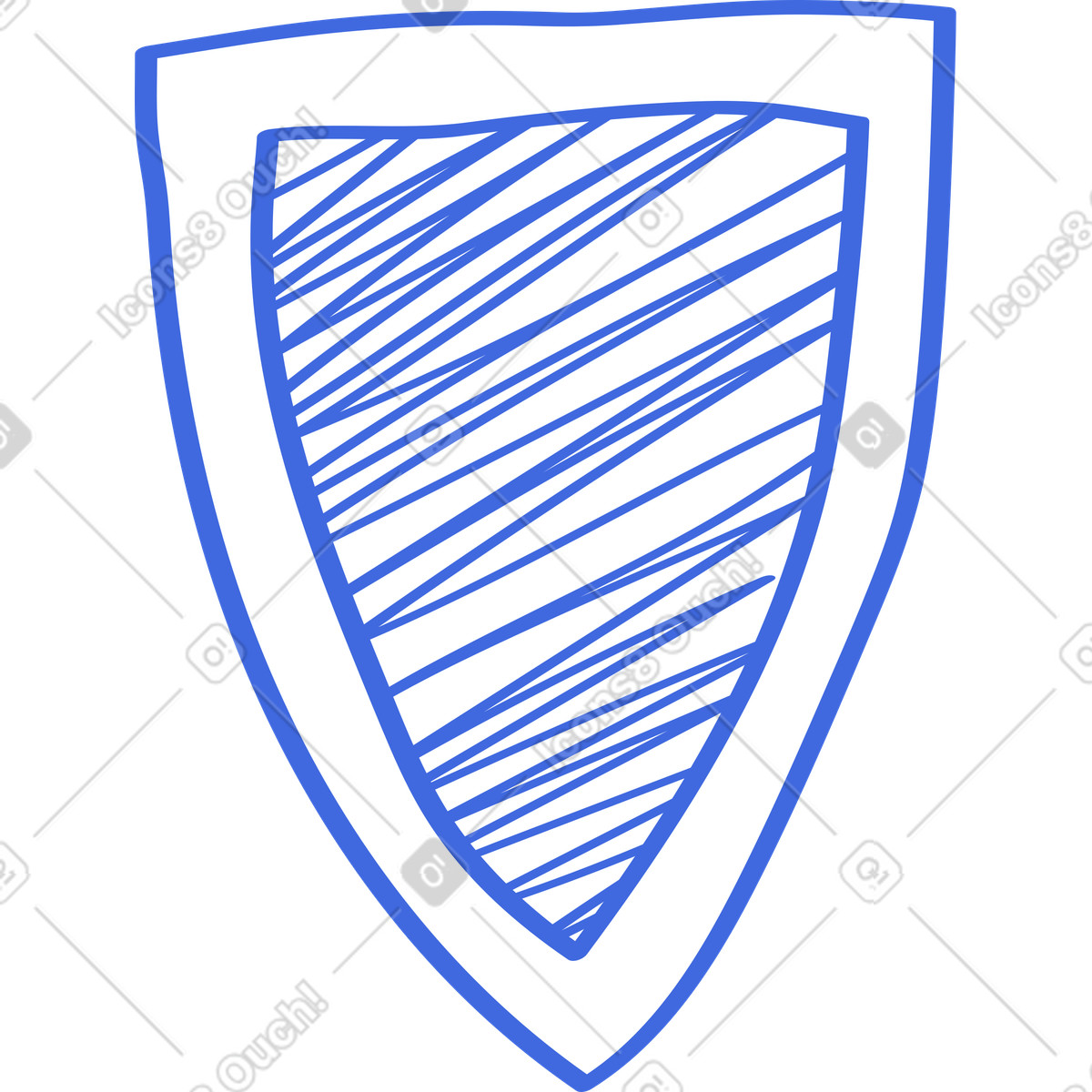 Ballpoint Pen スタイルの Shield security emblem with diagonal lines minimal protective badge shape のイラストをPNG、SVG形式でダウンロード