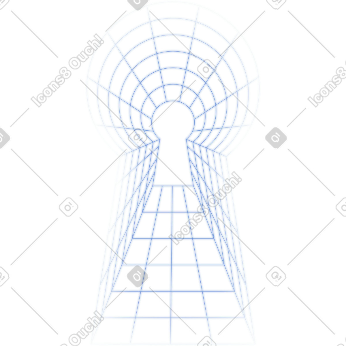 Buco della serratura wireframe illustrazione in stile Dimension scarica in PNG, SVG